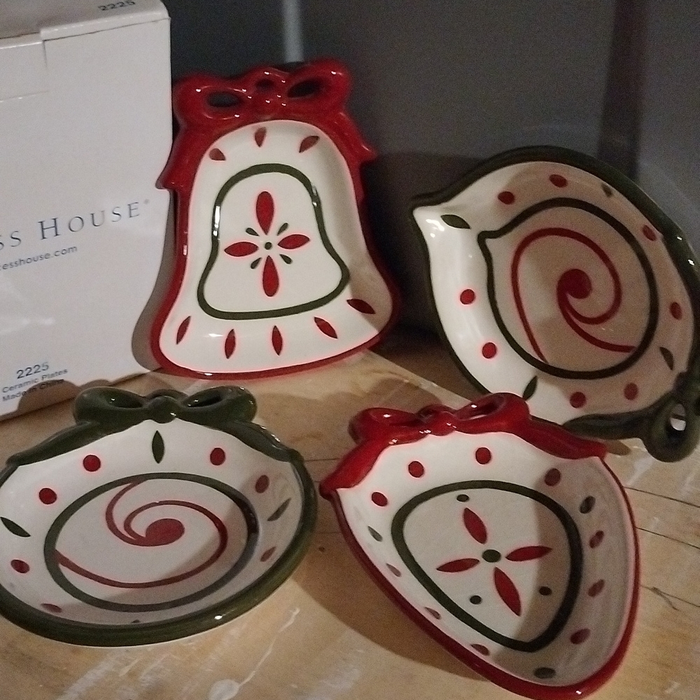 🎄 4-Ceramic Princess House Xmas plates ⛄ Disc Shipping too 🌹